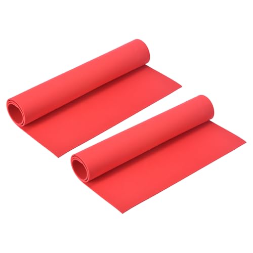 QUARKZMAN Schaumstoffplatte 50 x 30cm EVA Schaumstoff Roll 1mm Dicke 2 Stück Moosgummi Platten Polster Auflage Schaumstoffplatten zum Bastel DIY Cosplay Modellierung, Dunkelrot von QUARKZMAN