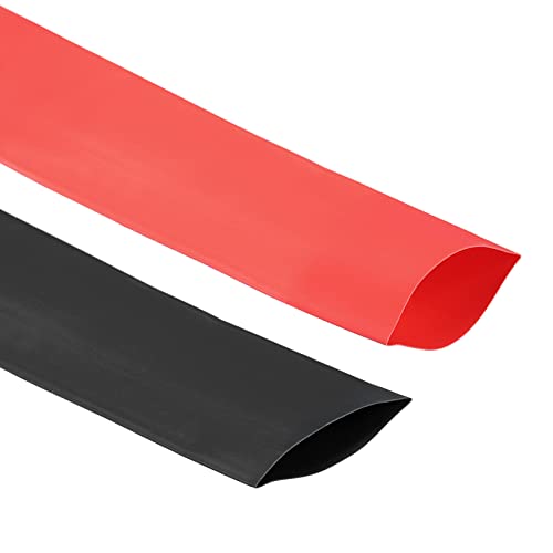 QUARKZMAN Schrumpfschlauch Kit 2:1 25mm(1) Dm 41mm flacher 3,3ft schwarzer roter Isolierungs schutz für elektrischen Kabel draht von QUARKZMAN