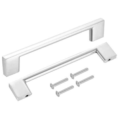 QUARKZMAN Schubladengriffe, 10 Stück 5" - Aluminiumlegierung Küchenschrankgriffe, Rechteck Möbelbeschläge Solide Griffe Für Waschtisch Schrank Schrank (Chrom) von QUARKZMAN