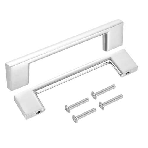 QUARKZMAN Schubladengriffe, 6 Stück 4" - Aluminiumlegierung Küchenschränke Griffe, Rechteck Möbelbeschläge Solide Griffe für Waschtisch Schrank Schrank (Chrom) von QUARKZMAN