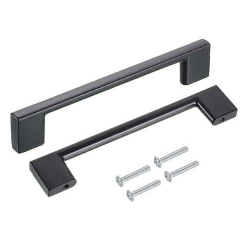 QUARKZMAN Schubladengriffe, 6Stk 5" - Aluminiumlegierung Küchenschrankgriffe, Rechteckige Möbelbeschläge Solide Griffe Für Waschtisch Schrank Schränke (Matt Schwarz) von QUARKZMAN