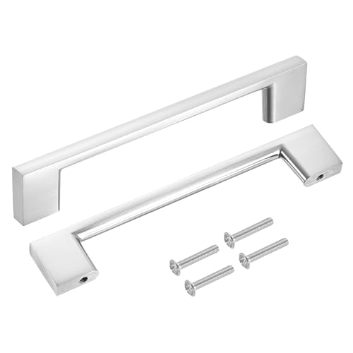 QUARKZMAN Schubladengriffe, 8 Stück 5" - Aluminiumlegierung Küchenschrankgriffe, Rechteck Möbelbeschläge Solide Griffe für Waschtisch Schrank Schrank (Nickel) von QUARKZMAN