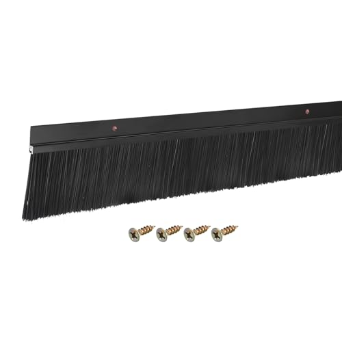 QUARKZMAN Türbürste Bodendichtung H-Form Aluminiumlegierungsbasis mit 60mm PP-Bürste für Zuhause, Industrie (1200mm L, Schwarz) von QUARKZMAN