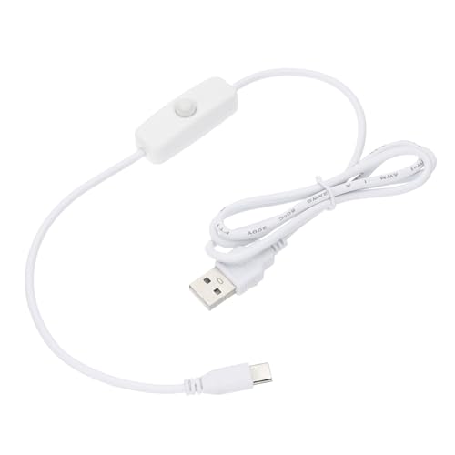 QUARKZMAN USB Kabel mit Ein/Aus Schalter, USB Stecker auf Typ C Stecker Verlängerungskabel 1M Weiß, für LED Schreibtischlampe von QUARKZMAN