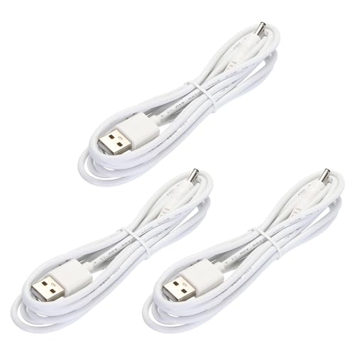 QUARKZMAN USB zu DC-Stromkabel 2 m USB zu DC 3,5 mm x 1,35 mm 5V Stromkabel Weiß für Mini-Ventilator Kamera Mobiltelefon Tablet-Geräte 3 Stück von QUARKZMAN