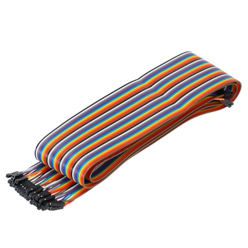 QUARKZMAN Weiblich zu weiblich 40Pin Breadboard Jumper Wire 2,54mm Pitch Ribbon Cable 100cm lang Elektronik Breadboard Ribbon Kabel für Breadboard Elektronikprojekte Packung mit 1 von QUARKZMAN