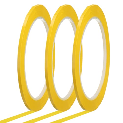 QUARKZMAN 3 Rollen 3mm x 66m Whiteboard Klebeband Bunt, Whiteboard Zubehör, Selbstklebend, Grafikband Dekoratives für Classroom Office Dry Erase Board Handwerk Markierung, Dunkelgelb von QUARKZMAN