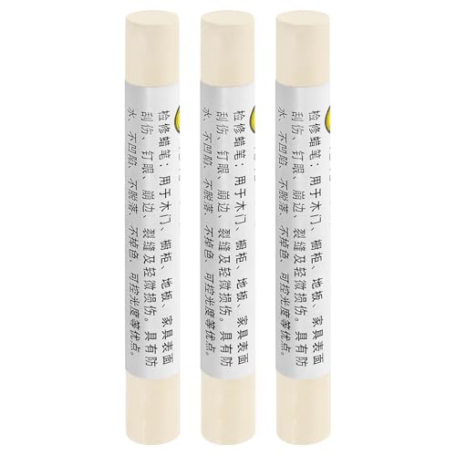 QUARKZMAN Wood Filler Sticks, 3 Stück - Möbelmarker zum Auffrischen, Wachsstifte zur Holzreparatur für Kratzer Löcher Tische Schreibtische Holzböden Abdeckungen, Beige von QUARKZMAN