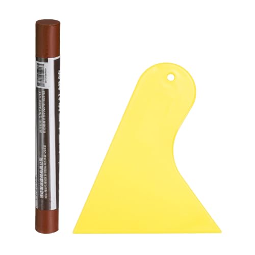 QUARKZMAN Wood Filler Sticks Holzmöbel Kratzer Reparatur Füllstifte Möbel Touch Up Marker mit gelbem Schaber für Holzlöcher Holzboden Tisch Tür Schrank, Dunkel Nussbaum von QUARKZMAN