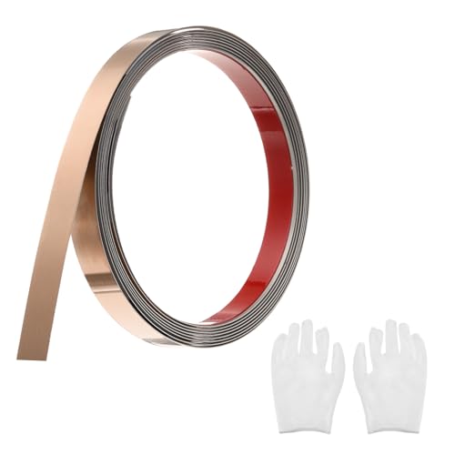 QUARKZMAN Zierleisten Selbstklebend Edelstahl mit Handschuh Wandleisten Selbstklebend Deckenleisten Selbstklebend Zierleiste für Wandspiegel Wohnkultur 3 x 15 mm Gebürstetes Roségold von QUARKZMAN