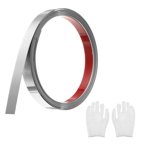 QUARKZMAN Zierleisten Selbstklebend Edelstahl mit Handschuh Wandleisten Selbstklebend Deckenleisten Selbstklebend Zierleiste für Wandspiegel Wohnkultur 3 x 15 mm Gebürstetes Silber von QUARKZMAN