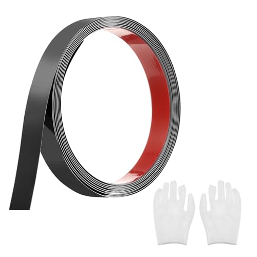 QUARKZMAN Zierleisten Selbstklebend Edelstahl mit Handschuh Wandleisten Selbstklebend Deckenleisten Selbstklebend Zierleiste für Wandspiegel Wohnkultur 3 x 20 mm Spiegelnd Schwarz von QUARKZMAN