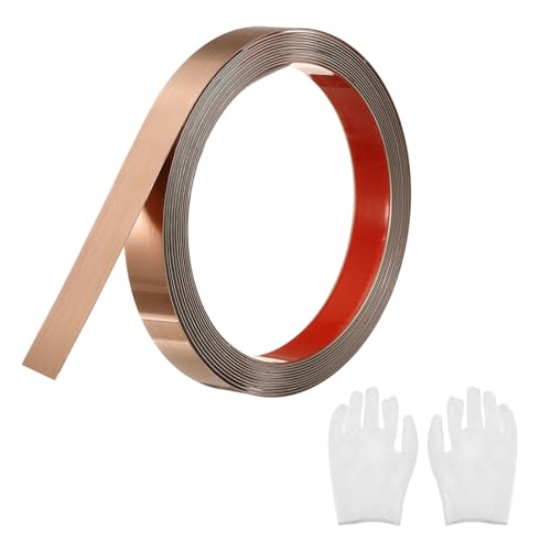 QUARKZMAN Zierleisten Selbstklebend Edelstahl mit Handschuh Wandleisten Selbstklebend Deckenleisten Selbstklebend Zierleiste für Wandspiegel Wohnkultur 5 x 20 mm Gebürstetes Roségold von QUARKZMAN