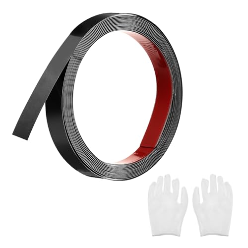 QUARKZMAN Zierleisten Selbstklebend Edelstahl mit Handschuh Wandleisten Selbstklebend Deckenleisten Selbstklebend Zierleiste für Wandspiegel Wohnkultur 5 x 20 mm Spiegelndes Schwarzes von QUARKZMAN
