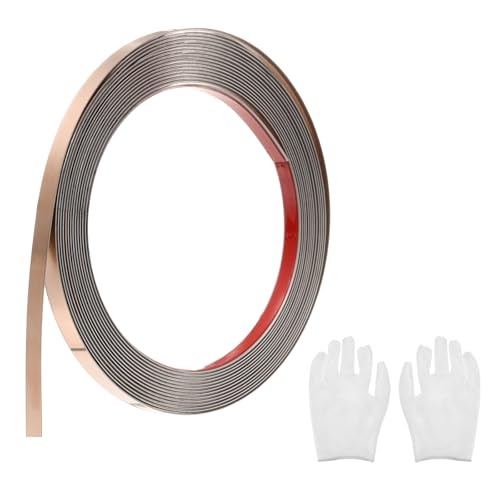 QUARKZMAN Zierleisten Selbstklebend Edelstahl mit Handschuh Wandleisten Selbstklebend Deckenleisten Selbstklebend Zierleiste für Wandspiegel Wohnkultur 5 x 8 mm Gebürstetes Roségold von QUARKZMAN