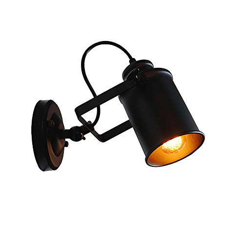 QUASHION Retro Verstellbar Wandleuchte Wandlampe schwarz Metal Lampenschirm für Landhaus Schlafzimmer Wohnzimmer Esstisch (Type B) von QUASHION