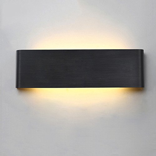 Schwarze Aluminium Wandleuchte Innen LED 4 W Licht LED Wandleuchte Wand Licht Beleuchtung Warmweiß AC90 – 260 V, 4w(14cm) 4.00W 220.00V von QUASHION