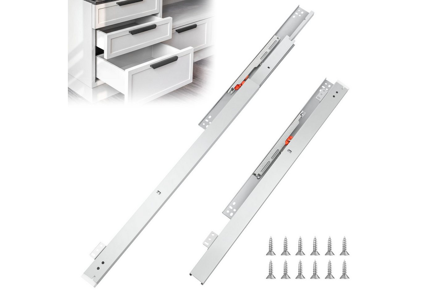 QUBEBU Auszug Professional Schubladenauszug Schienen Führungsschiene Schienen 2er (Länge 400 mm / 500 mm Auszugsschienen zur Montage an Schubladen, Silber, Traglast 40 kg, Auszugsschiene inkl. Schraubenset), Auszug Vollauszüge Schienen Führung Schienensystem Auszugsschienen QUBEBU Auszug Professional Schubladenauszug Schienen Führungsschiene Schienen 2er (Länge 400 mm / 500 mm Auszugsschienen zur Montage an Schubladen, Silber, Traglast 40 kg, Auszugsschiene inkl. Schraubenset), Auszug Vollauszüge Schienen Führung Schienensystem Auszugsschienen von QUBEBU