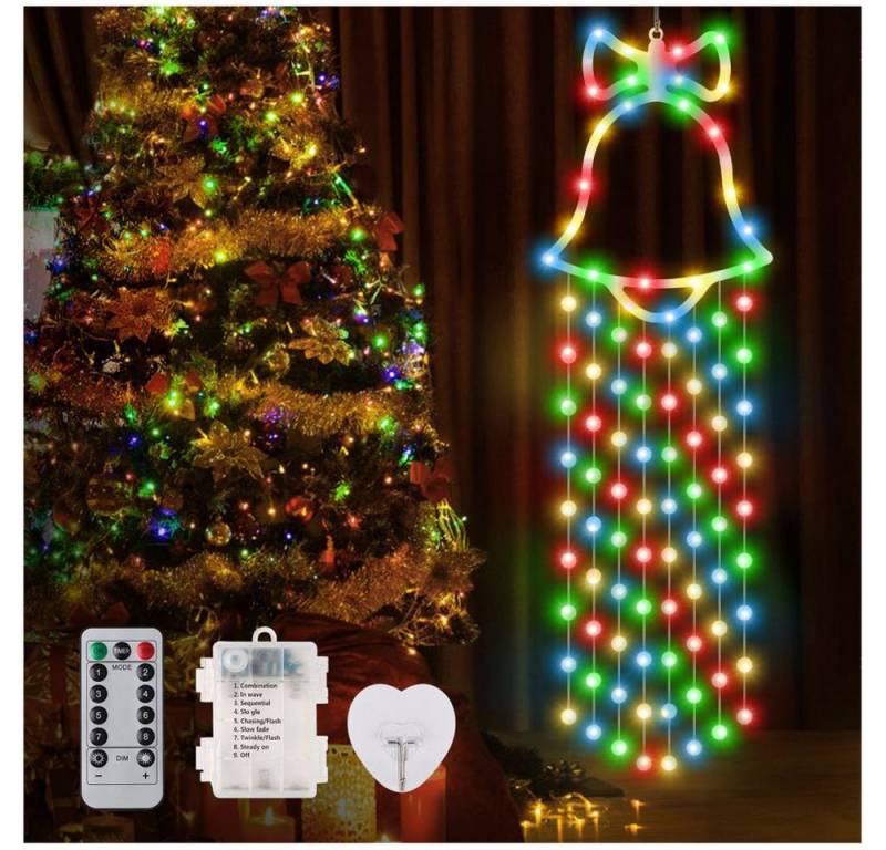 QUBEBU LED-Lichtervorhang LED-Lichterkette Fenster Beleuchtung Weihnachtsdeko Beleuchtet, Haken, LED fest integriert, 8 Beleuchtungsmodi & Timer, Batterie betrieben QUBEBU LED-Lichtervorhang LED-Lichterkette Fenster Beleuchtung Weihnachtsdeko Beleuchtet, Haken, LED fest integriert, 8 Beleuchtungsmodi & Timer, Batterie betrieben von QUBEBU