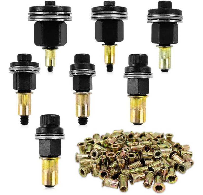 QUBEBU Blindniete Nietenzange Nietmuttern, Nieten Set mit Werkzeug Dorn für M3 - M12, (Handnietwerkzeug Set, Rivet Nut Tool Entworfen für Enge Räume, 77 St., Verwendet für Metallplatten, Rohre usw), M3/M4/M5/M6/M8/M10/M12-Muttern von QUBEBU