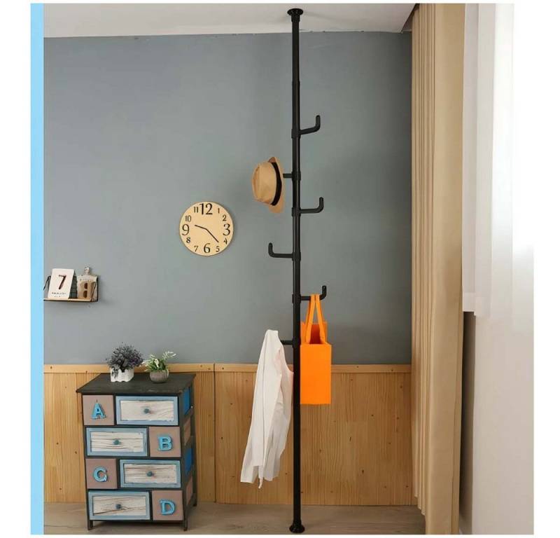 QUBEBU Garderobenständer Kleiderständer 110-310cm Höhenverstellbar mit 4/5 Haken 360° Drehbar, (Set, Jackenständer für Kleidung Hut Tasche, Wohnzimmer Schlafzimmer Büro) von QUBEBU