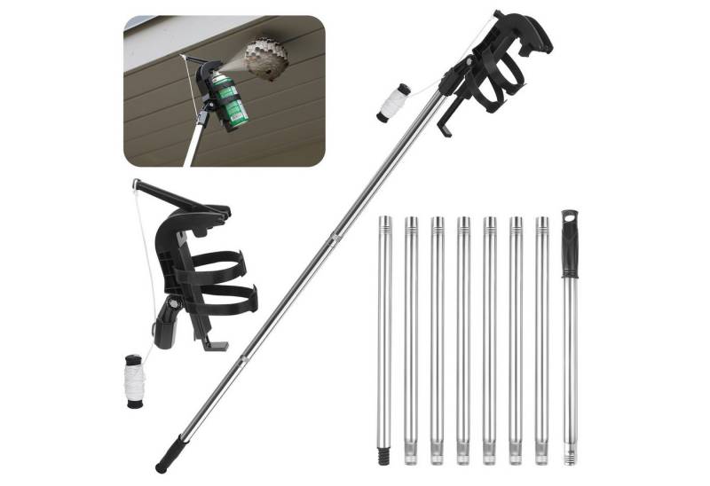 QUBEBU Gartenspritze Einstellbarer Sprühdosenhalter Spraydosen Verlängerungsstangen, 295 cm lang, (Set, 1-St., Lieferumfang: 1 x Sprühdosen-Adapter, 8 x Verlängerungsstange,1 x Seil) von QUBEBU