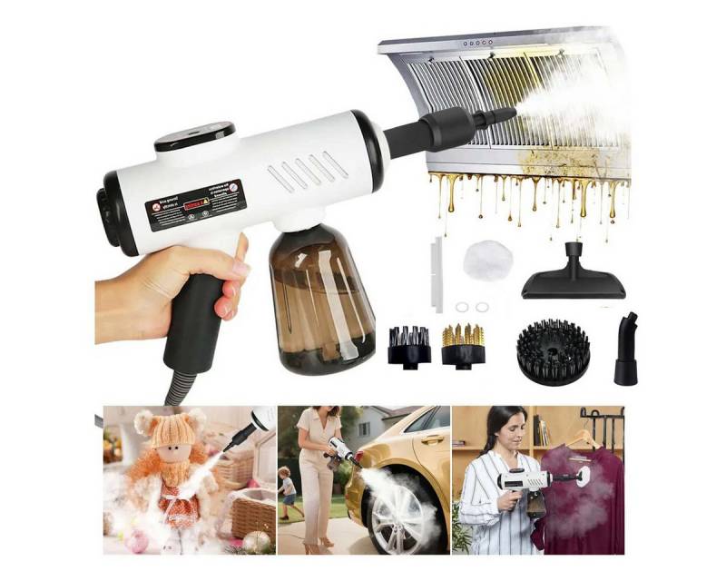QUBEBU Handdampfreiniger Multifunktions-Dampfreiniger Handgerät Mit 9 Zubehörteilen 1.8m Kabel, 1200 W, Flächenleistung: 40 m², Hand-Dampfreiniger für alles – Polstermöbel, Fliesen, Böden von QUBEBU