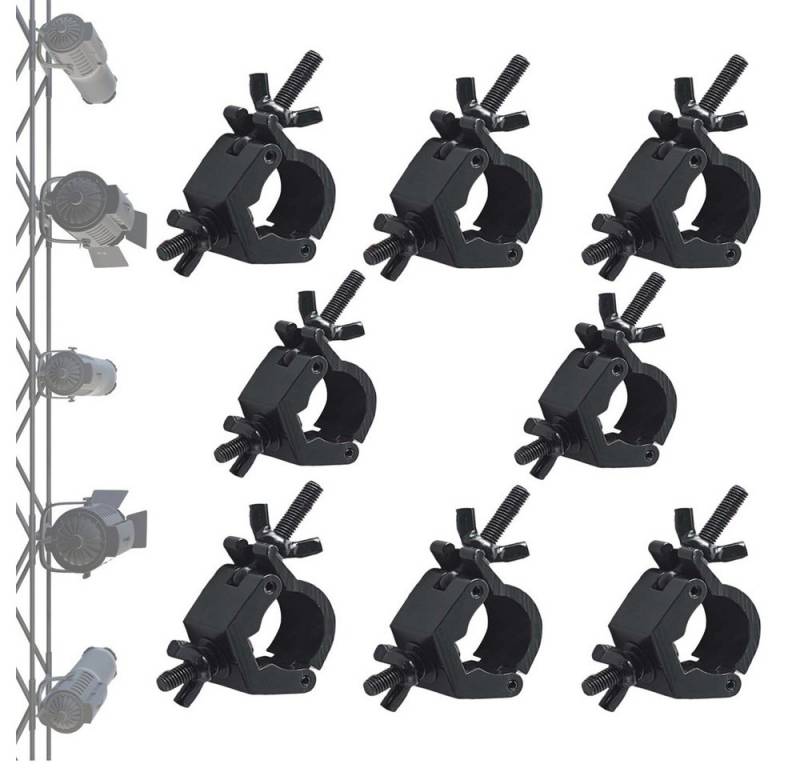 QUBEBU Klemmen 8 Stück Traversen Klammern Bühnenlichtklemme mit 100KG Ladekapazität, (Durchmesser des Montagerohrs: 48–51 mm, Gewindebolzen: 10 mm, 8-St., Beleuchtung Schellen für DJ Beleuchtung Spot Lichter), für Bühnenlichter Bewegliche und Scheinwerfer von QUBEBU