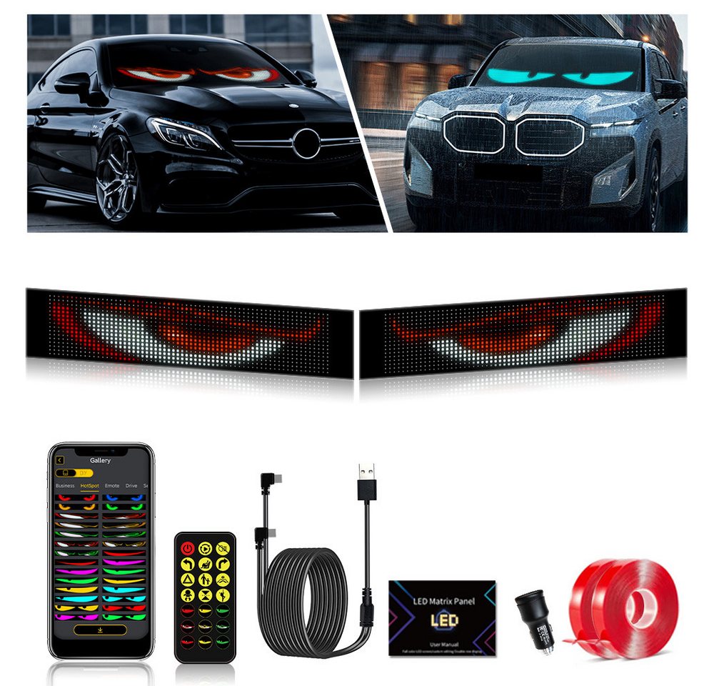 QUBEBU LED Dekolicht Flexibles LED-Display, Schild Design für Auto, Werbung & Party-Deko, LED fest integriert, mit APP-Steuerung und Fernbedienung, Kompatibel mit iOS und Android, Personalisiert Leuchtschild Bluetooth App für Auto, LKW, Bar, Party QUBEBU LED Dekolicht Flexibles LED-Display, Schild Design für Auto, Werbung & Party-Deko, LED fest integriert, mit APP-Steuerung und Fernbedienung, Kompatibel mit iOS und Android, Personalisiert Leuchtschild Bluetooth App für Auto, LKW, Bar, Party von QUBEBU