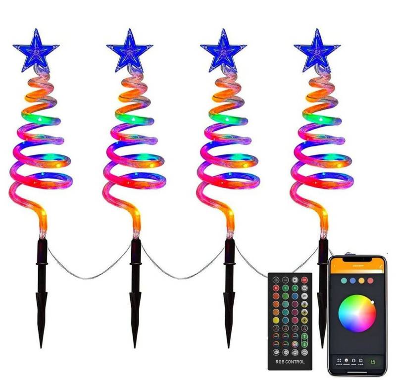 QUBEBU LED-Lichterkette LED Gartenleuchte 4er Set Spiral Stern Gartenstecker Weihnachtsdeko, APP-Steuerung, DIY-programmierbar, Musiksynchronisierung, Timer. QUBEBU LED-Lichterkette LED Gartenleuchte 4er Set Spiral Stern Gartenstecker Weihnachtsdeko, APP-Steuerung, DIY-programmierbar, Musiksynchronisierung, Timer. von QUBEBU