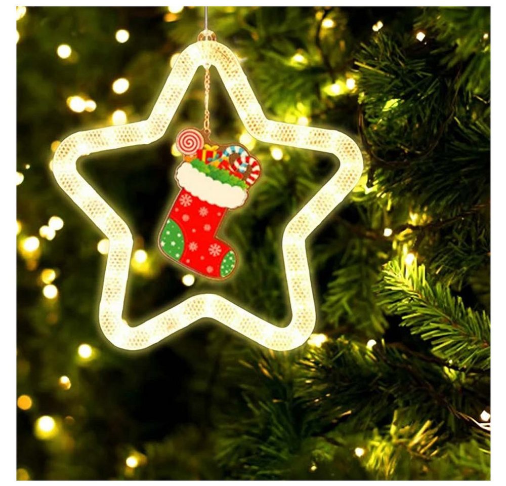 QUBEBU LED-Lichterkette LED Weihnachtsstern Beleuchtet Glocke Weihnachtsmann Weihnachtsdeko, LED-Lichtervorhang Xmas Fenster Silhouette Stern Batteriebetrieben QUBEBU LED-Lichterkette LED Weihnachtsstern Beleuchtet Glocke Weihnachtsmann Weihnachtsdeko, LED-Lichtervorhang Xmas Fenster Silhouette Stern Batteriebetrieben von QUBEBU