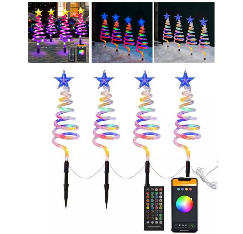 QUBEBU LED-Lichterkette Weihnachts-Set mit 4 Spiralpfahl-Lichtern, mit Erdspieß, Außenlampe, 4er Set, Dekorative Gartenlampe Beleuchtung für Außen Garten Rasen. QUBEBU LED-Lichterkette Weihnachts-Set mit 4 Spiralpfahl-Lichtern, mit Erdspieß, Außenlampe, 4er Set, Dekorative Gartenlampe Beleuchtung für Außen Garten Rasen. von QUBEBU