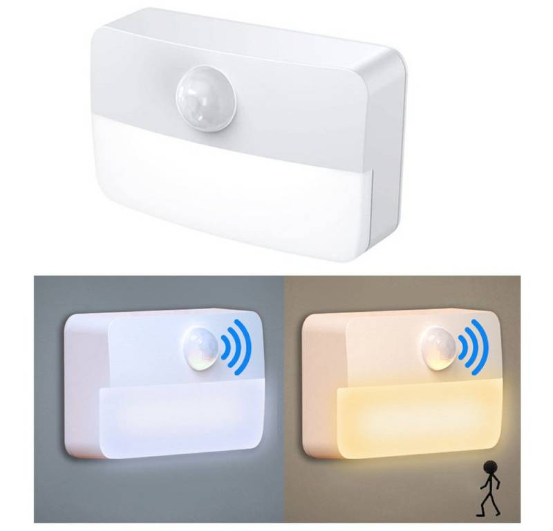 QUBEBU LED Nachtlicht 1-6 Stk Nachtlicht mit Bewegungsmelder Dämmerungssensor Selbstklebend, LED fest integriert, Warmweiß, Kaltweiß, Nachtlichtfunktion., Kinder mit Haftend für Kinderzimmer, Schlafzimmer, Treppen, Flur,Küche von QUBEBU