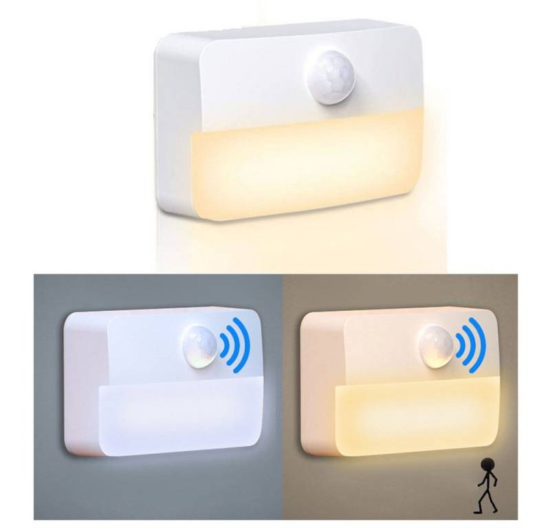 QUBEBU LED Nachtlicht 1-6 Stk Nachtlicht mit Bewegungsmelder Dämmerungssensor Selbstklebend, LED fest integriert, Warmweiß, Kaltweiß, Nachtlichtfunktion., Kinder mit Haftend für Kinderzimmer, Schlafzimmer, Treppen, Flur,Küche von QUBEBU