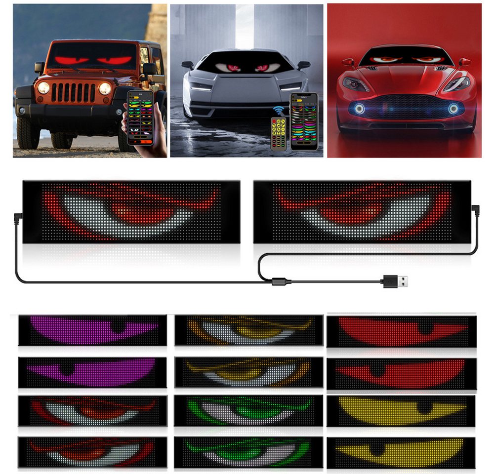 QUBEBU LED Nachtlicht 2er Programmierbar Led Augen für Auto, Teufelsaugen Lichter für Autos, LED fest integriert, Led augen für lkw frontscheibe Smart App Bluetooth USB, Flexibler LED Anzeigetafel Programmierbar Laufschrift Leuchtreklame QUBEBU LED Nachtlicht 2er Programmierbar Led Augen für Auto, Teufelsaugen Lichter für Autos, LED fest integriert, Led augen für lkw frontscheibe Smart App Bluetooth USB, Flexibler LED Anzeigetafel Programmierbar Laufschrift Leuchtreklame von QUBEBU