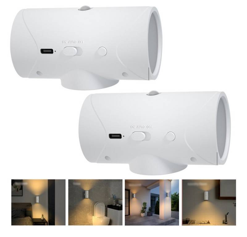 QUBEBU LED Nachtlicht LED Wandleuchte Wandlampe Außenlampe 1500mAh Wiederaufladbarer Akku, Es gibt zwei Stile: Sieben-Farbverlauf und Warmweiß, Verwendbar als Taschenlampe, Notlicht oder LED-Wandleuchte. von QUBEBU