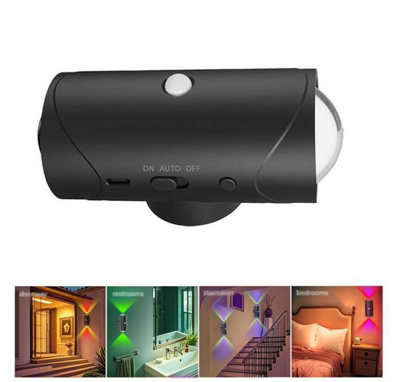 QUBEBU LED Nachtlicht LED Wandleuchte Wandlampe Außenlampe 1500mAh Wiederaufladbarer Akku, Es gibt zwei Stile: Sieben-Farbverlauf und Warmweiß, Verwendbar als Taschenlampe, Notlicht oder LED-Wandleuchte. von QUBEBU