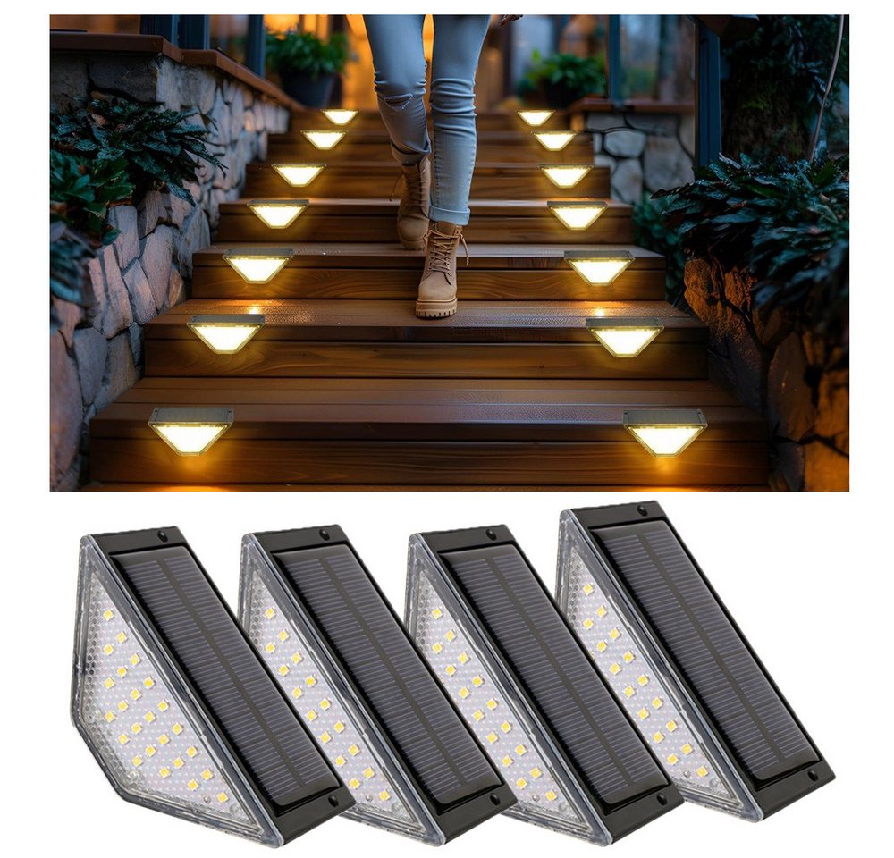 QUBEBU LED Solarleuchte 24LED Solarleuchten Garten Deko, Solarlampen für Außen Treppen, IP44, LED fest integriert, Provides up to 8-10 hours of long-lasting lighting after a full charge, Für Terrasse, Treppe, Veranda, Zaun, Weg, Garten, Patio, Hof. von QUBEBU