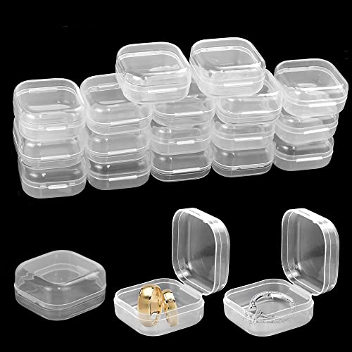 QUCUMER 20 Stücke Aufbewahrungsboxen Klein Box 3.5*3.5*1.8cm Aufbewahrungskästen Transparent Dosen Kleine Behälter Rechteckig Kunststoffbehälter mit Deckel für Kleinteile kleine Perlen Schmuckstücke von QUCUMER