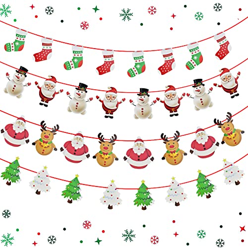 QUCUMER 4 Stück Papier Santa Banner Weihnachten Girland Banner 12M Papier Hängen Banner Weihnachtsmann/Schneemann/Socken/Weihnachtsbaum Christmas Bunting Banner für Weihnachten Neues Jahr Party Deko QUCUMER 4 Stück Papier Santa Banner Weihnachten Girland Banner 12M Papier Hängen Banner Weihnachtsmann/Schneemann/Socken/Weihnachtsbaum Christmas Bunting Banner für Weihnachten Neues Jahr Party Deko von QUCUMER