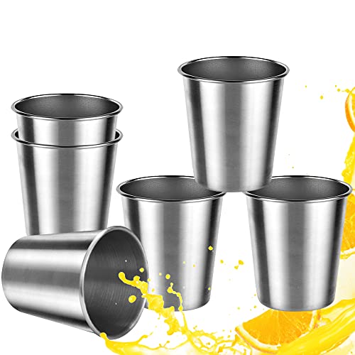 QUCUMER 6 Stück Edelstahlbecher 230ml Edelstahl Becher Trinkbecher Edelstahl Trink Becher Set Stapelbar Lebensmittelechter Gläser Tassen Metallbecher Bierkrüge Edelstahl Tassen für Bier Reise Camping von QUCUMER