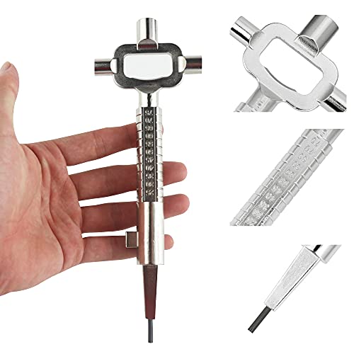 QUCUMER Universal-Bauschlüssel Zinklegierung Silber Architektenschlüssel Metall Bauschlüssel mit Messskala Baustellenschlüssel für die Länge der Gasflasche zur Messung/des Winkels der Konturflasche von QUCUMER