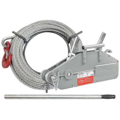 Nordforest Seilzug Greifzug Seilwinde Forstseilwinde Offroad Winde bis 1600 kg mit 20 m Seil Ø 11 mm, mit Abscherstift und Lasthaken, zum Ziehen/Spannen | TÜV und KWF geprüft von QUEBAg