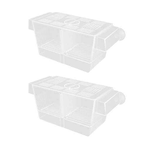QUEENYARD Aquarium-Zucht-Isolationsbox, transparent, mit 2 Trennwänden, Saugnäpfen für Fische, Garnelen, Frittier, Schutz und Isolierung, 2 Stück von QUEENYARD