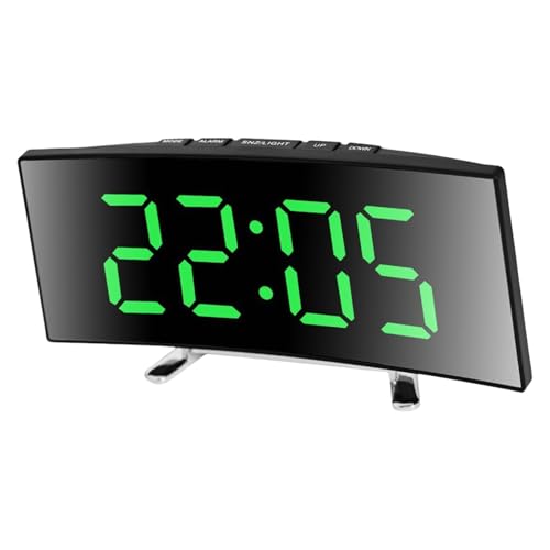 QUEENYARD Gebogene elektronische Uhr, gebogener LED-Digitalwecker, leiser Betrieb, Temperaturanzeige, USB-Stromversorgung, moderne Schreibtischdekoration für Zuhause und Büro von QUEENYARD