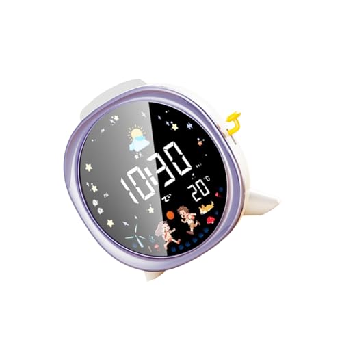 QUEENYARD Intelligenter Wecker mit LCD-Bildschirm, LCD-Digitalwecker mit Nachtlicht, intelligente Weckfunktion, Doppelalarm, Temperaturanzeige für Schlafzimmer und Kinder von QUEENYARD
