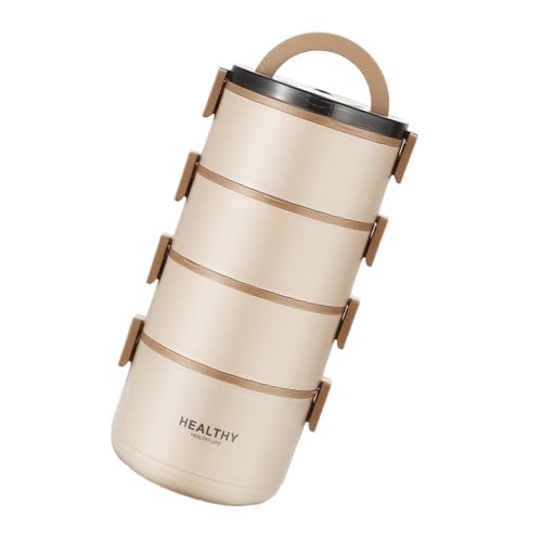 QUEENYARD Isolierte Lunchbox aus rostfreiem Stahl, Premium-304, rostfreier Stahl, isolierte Lunchbox, auslaufsicheres Design mit faltbaren Utensilien, für Büro, Schule, Außenbereich von QUEENYARD