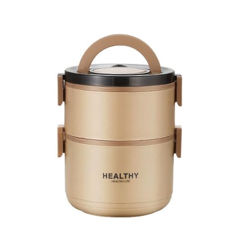 QUEENYARD Isolierte Lunchbox aus rostfreiem Stahl, Premium-304, rostfreier Stahl, isolierte Lunchbox, auslaufsicheres Design mit faltbaren Utensilien, für Büro, Schule, Außenbereich von QUEENYARD