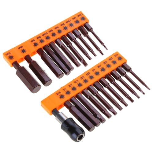 QUEENYARD Magnetisches Schraubenschlüssel-Bohrer-Set, 60 mm, metrischer englischer Innenschraubendreher, Sechskantkopf, Stahl, Schraubenschlüssel, Schraubendreher-Bits, 23-teilig von QUEENYARD