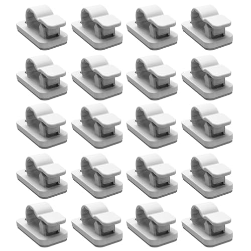 QUEENYARD Selbstklebende Kabel-Clips, 20 Stück, selbstklebende Kabel-Clips, Kabel-Organizer, selbstklebende Klemmen für einfaches Kabelmanagement in Zuhause und Büro von QUEENYARD